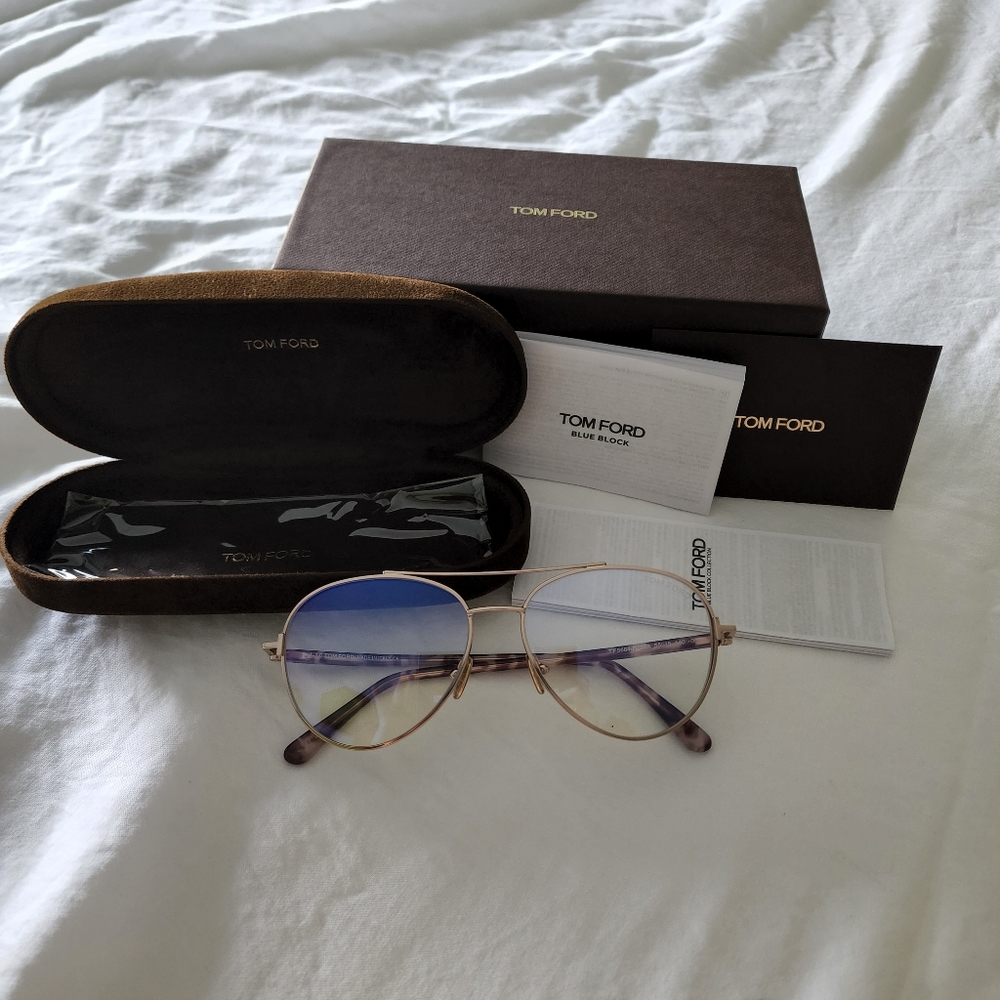 Tom Ford Pilot Aviators Blue Light Glasses TF5684-B